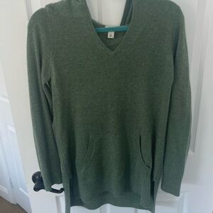 L.L. Bean Olive V-Neck Cashmere Sweater